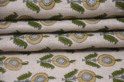 Arsitan Handmade Block Print Brown Pure Linen 58 "W" Fabric -Arjun