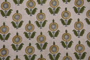 Arsitan Handmade Block Print Brown Pure Linen 58 "W" Fabric -Arjun