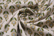 Arsitan Handmade Block Print Brown Pure Linen 58 "W" Fabric -Arjun