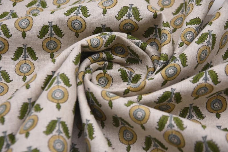 Arsitan Handmade Block Print Brown Pure Linen 58 "W" Fabric -Arjun