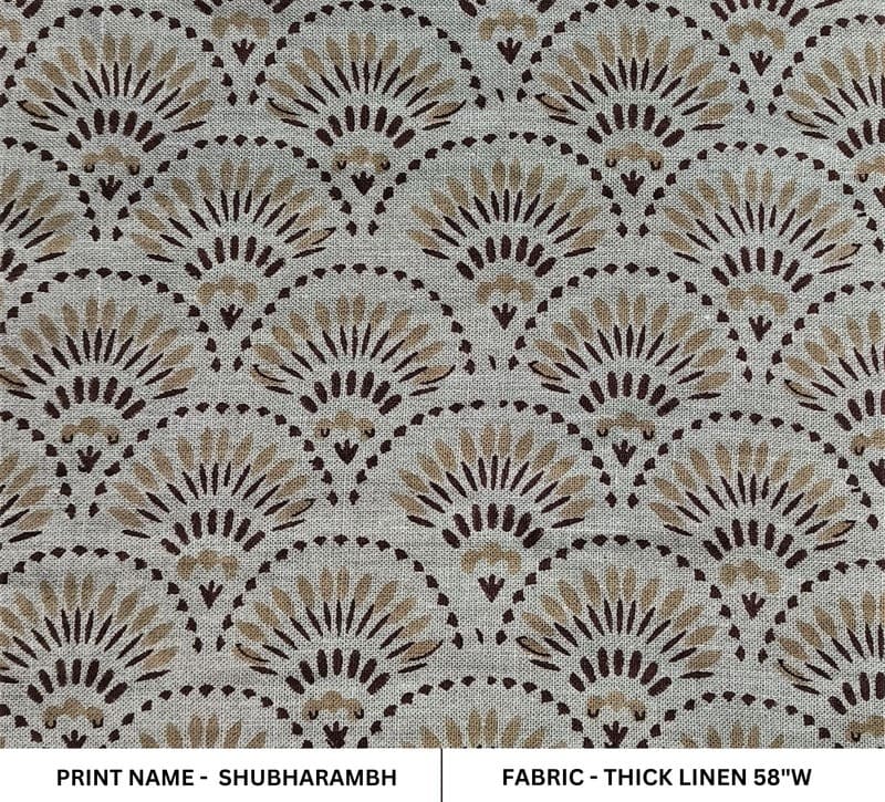 Arsitan Handmade Block Print Thick Linen 58W Fabric - Shubharambh