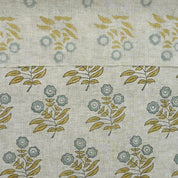 Arsitan Handmade  Block Printed Blue Floral Viscose Linen Fabric - Neha