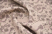 Hand Block Printed Green & Rosy Pink Pure Linen Duck Canvas Fabric  – Sajawat
