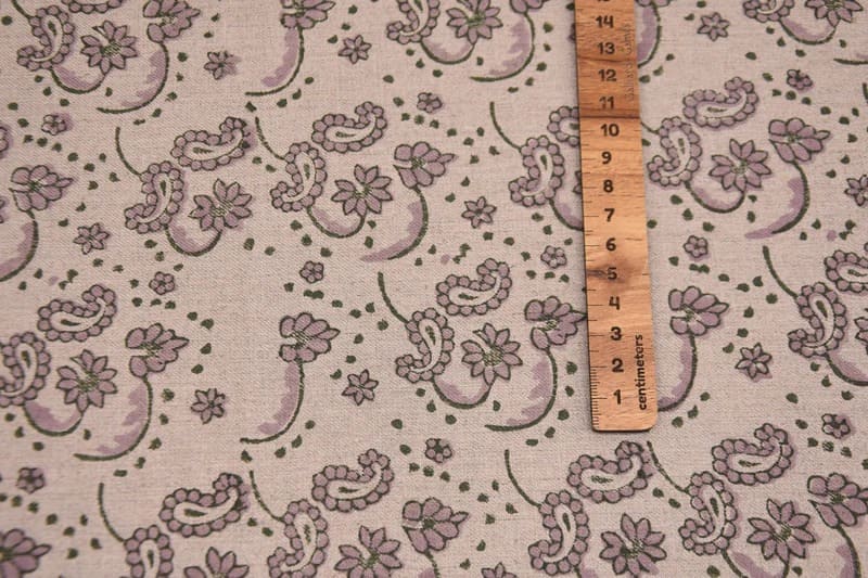 Hand Block Printed Green & Rosy Pink Pure Linen Duck Canvas Fabric  – Sajawat