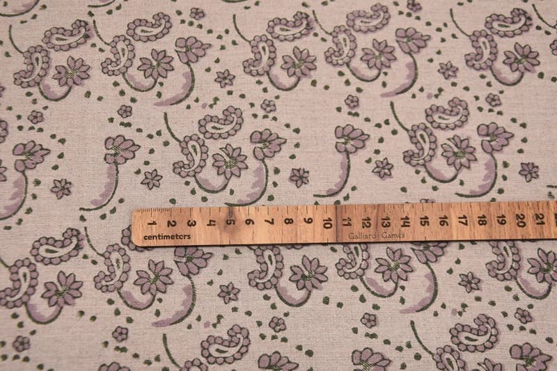 Hand Block Printed Green & Rosy Pink Pure Linen Duck Canvas Fabric  – Sajawat