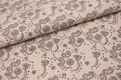 Hand Block Printed Green & Rosy Pink Pure Linen Duck Canvas Fabric  – Sajawat