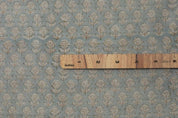 Hand Block Print Pastel Blue & Beige Pure Linen Fabric - Tarangni