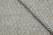 Hand Block Print Pastel Blue & Beige Pure Linen Fabric - Tarangni