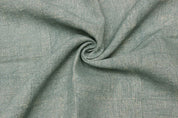 Artisan-crafted Hand Block Print Sage Green Thick Linen - Ocean Waves