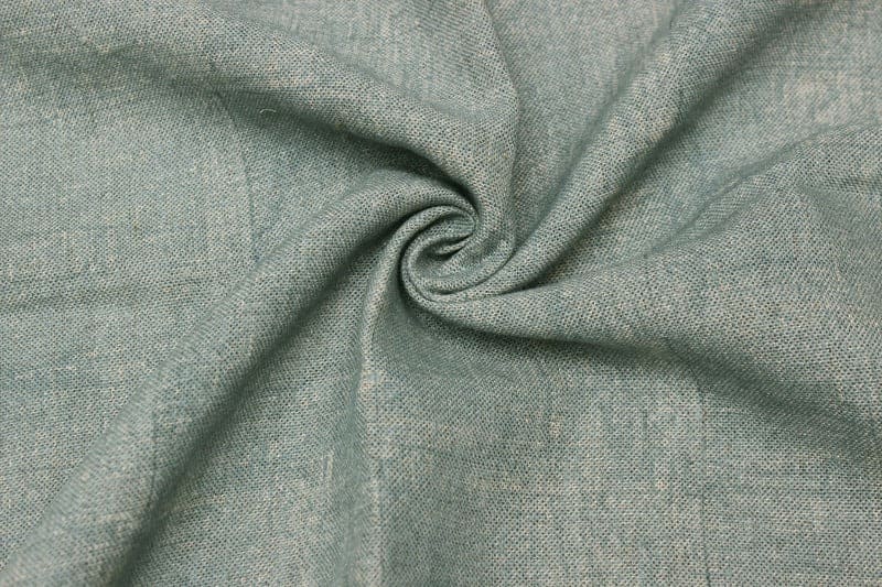 Artisan-crafted Hand Block Print Sage Green Thick Linen - Ocean Waves