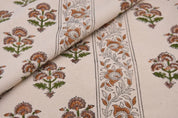 Artisan Hand Block Print Mustard Duck Canvas Fabric - Traffic Border