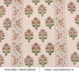 Artisan Hand Block Print Mustard Duck Canvas Fabric - Traffic Border