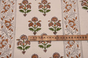 Artisan Hand Block Print Mustard Duck Canvas Fabric - Traffic Border