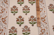 Artisan Hand Block Print Mustard Duck Canvas Fabric - Traffic Border