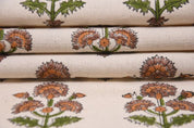 Artisan Hand Block Print Mustard Duck Canvas Fabric - Traffic Border