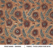 Handcrafted Block Print Brown Upholstery Thick Linen Fabric -Swarna