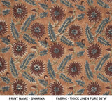 Handcrafted Block Print Brown Upholstery Thick Linen Fabric -Swarna