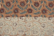 Handcrafted Block Print Brown Upholstery Thick Linen Fabric -Swarna