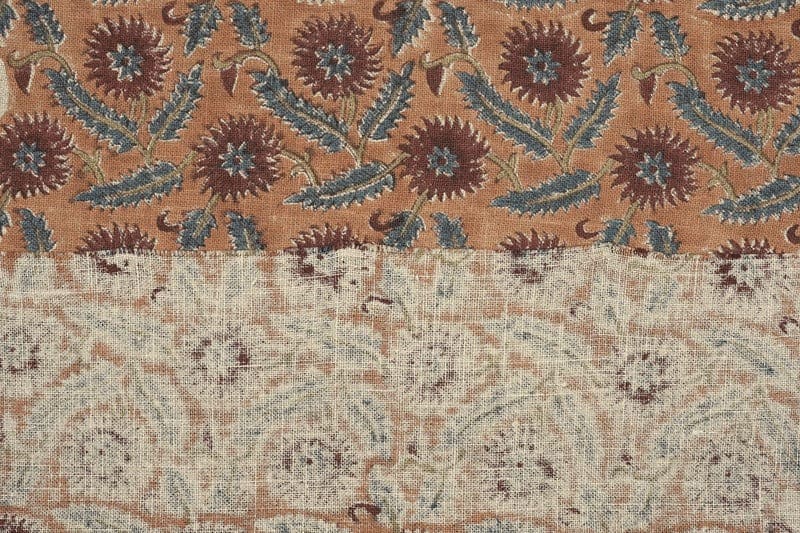 Handcrafted Block Print Brown Upholstery Thick Linen Fabric -Swarna