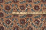 Handcrafted Block Print Brown Upholstery Thick Linen Fabric -Swarna