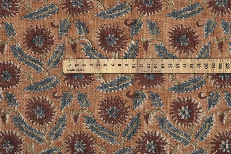 Handcrafted Block Print Brown Upholstery Thick Linen Fabric -Swarna