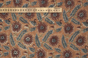 Handcrafted Block Print Brown Upholstery Thick Linen Fabric -Swarna