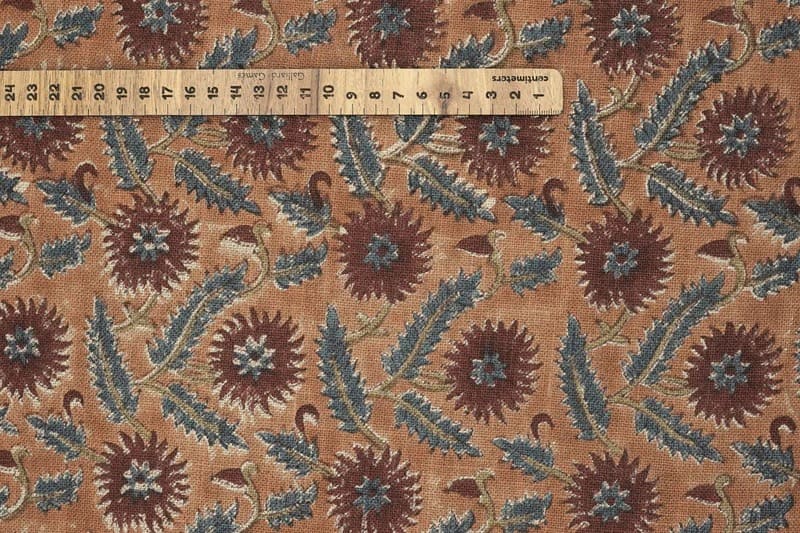 Handcrafted Block Print Brown Upholstery Thick Linen Fabric -Swarna