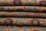 Handcrafted Block Print Brown Upholstery Thick Linen Fabric -Swarna