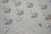 Hand Block Printed Green & Gray Fabric for Roman Shade - Rishi