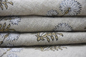 Hand Block Printed Green & Gray Fabric for Roman Shade - Rishi