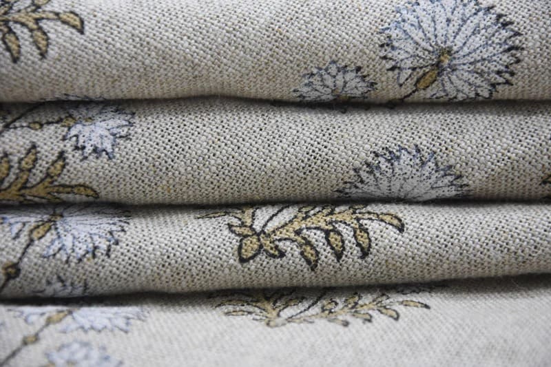 Hand Block Printed Green & Gray Fabric for Roman Shade - Rishi