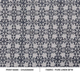 Artisan Handmade Block Print Grey Pure Linen fabric - Chudamani