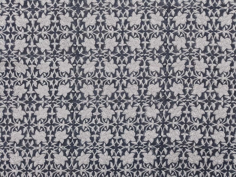 Artisan Handmade Block Print Grey Pure Linen fabric - Chudamani