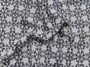 Artisan Handmade Block Print Grey Pure Linen fabric - Chudamani