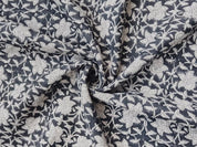 Artisan Handmade Block Print Grey Pure Linen fabric - Chudamani