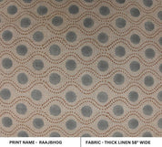 Handwoven Block Print Beige & Pastel Brown Thick Linen Fabric - Raajbhog