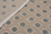 Handwoven Block Print Beige & Pastel Brown Thick Linen Fabric - Raajbhog