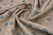 Handwoven Block Print Beige & Pastel Brown Thick Linen Fabric - Raajbhog