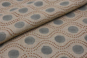 Handwoven Block Print Beige & Pastel Brown Thick Linen Fabric - Raajbhog
