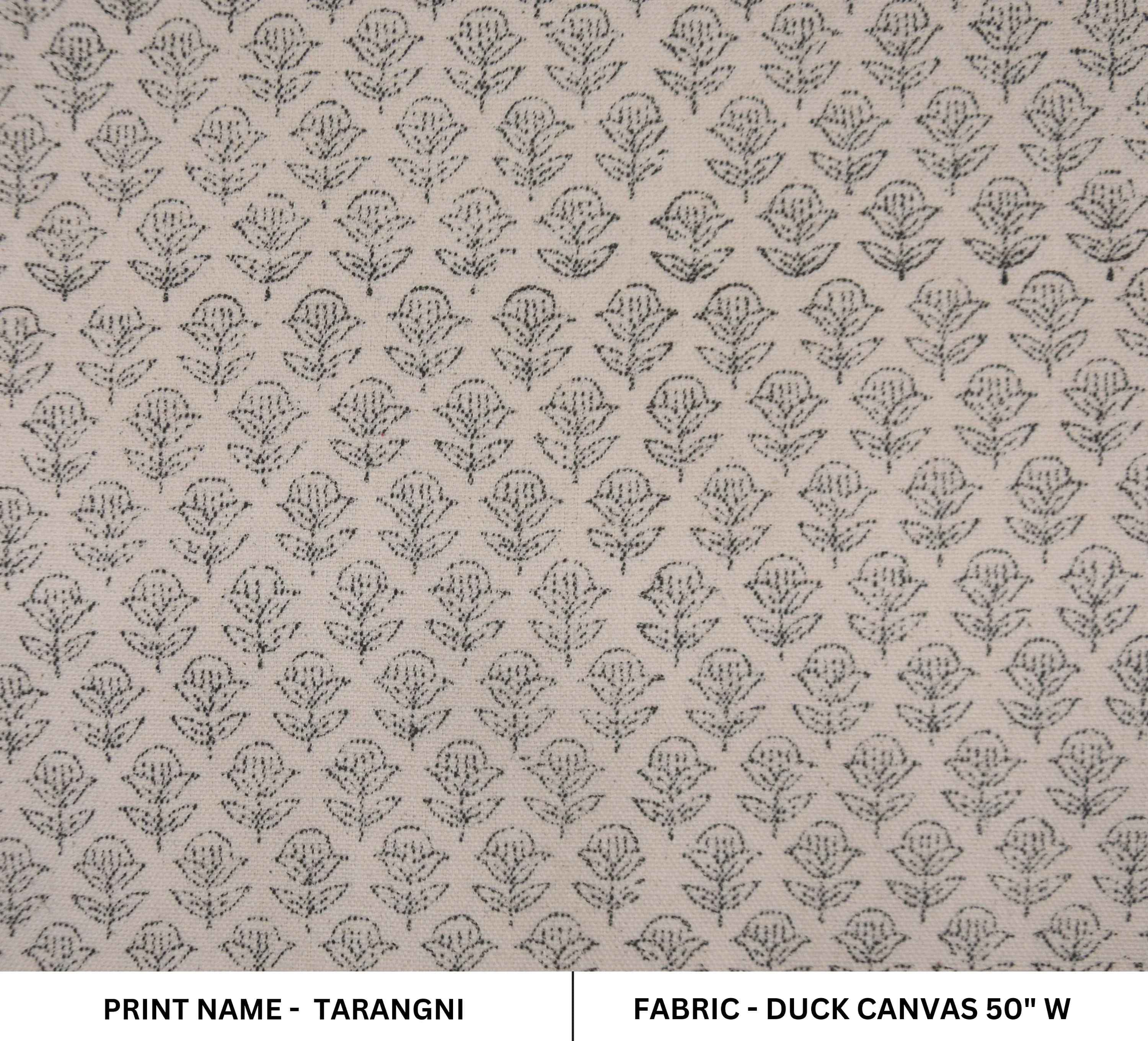 Artisan Woven Hand Block Print Mustard Duck Canvas Fabric - Tarangni
