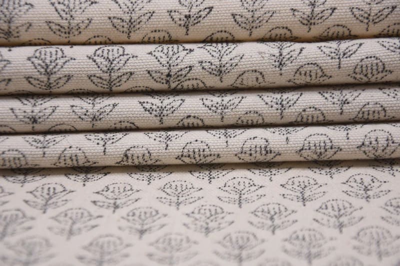 Artisan Woven Hand Block Print Mustard Duck Canvas Fabric - Tarangni