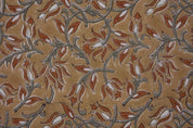 Artisan Block Print Bronze Floral Duck Canvas  Fabric - Kamal Dutta