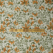 Hand Block Print Orange & Green Linen Fabric for Cushion – Sapt Rishi