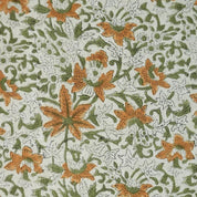 Hand Block Print Orange & Green Linen Fabric for Cushion – Sapt Rishi
