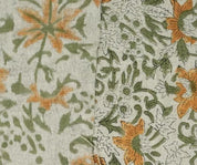Hand Block Print Orange & Green Linen Fabric for Cushion – Sapt Rishi