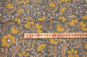 Artisan Hand Block Print Mustard Linen Fabric - Kundanvan