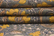 Artisan Hand Block Print Mustard Linen Fabric - Kundanvan