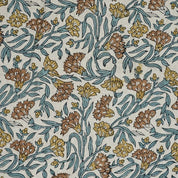 Artisanal Block Print Brown Floral  Pure Linen Fabric – Thorny Stems