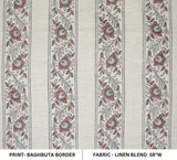 Artisanal Block Print Floral Linen Blend Fabric - Baghbuta Border