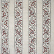 Artisanal Block Print Floral Linen Blend Fabric - Baghbuta Border